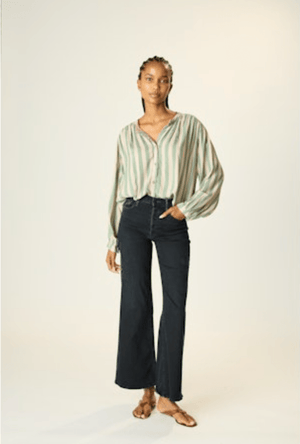 Tolan Blouse - Jade Stripes - The Collective Park City