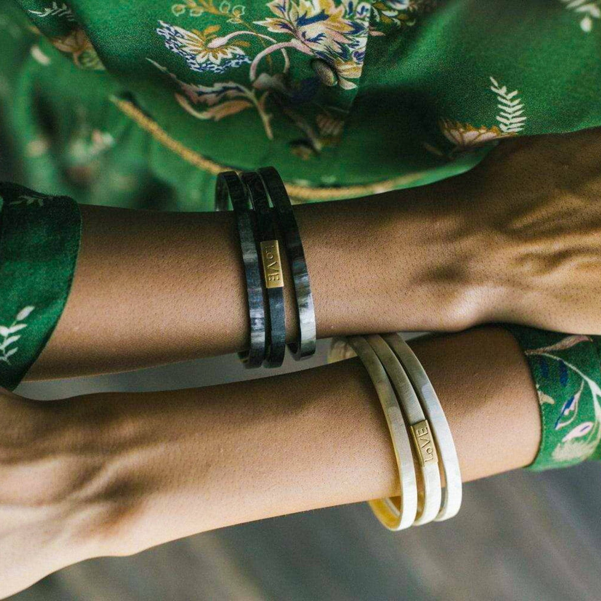 Trinity Horn Bangle - Black & White: Medium - The Collective Park City