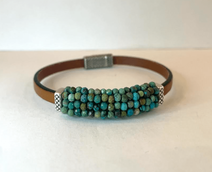 Turquoise Beaded Leather Bracelet - The Collective Park City
