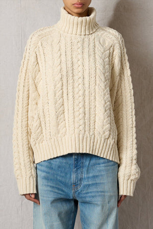 Turtleneck Cable Knit Sweater - The Collective Park City