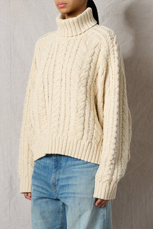 Turtleneck Cable Knit Sweater - The Collective Park City