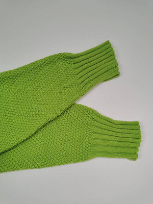 Turtleneck Long Chunky Knit Sweater - ELECTRIC GREEN - The Collective Park City