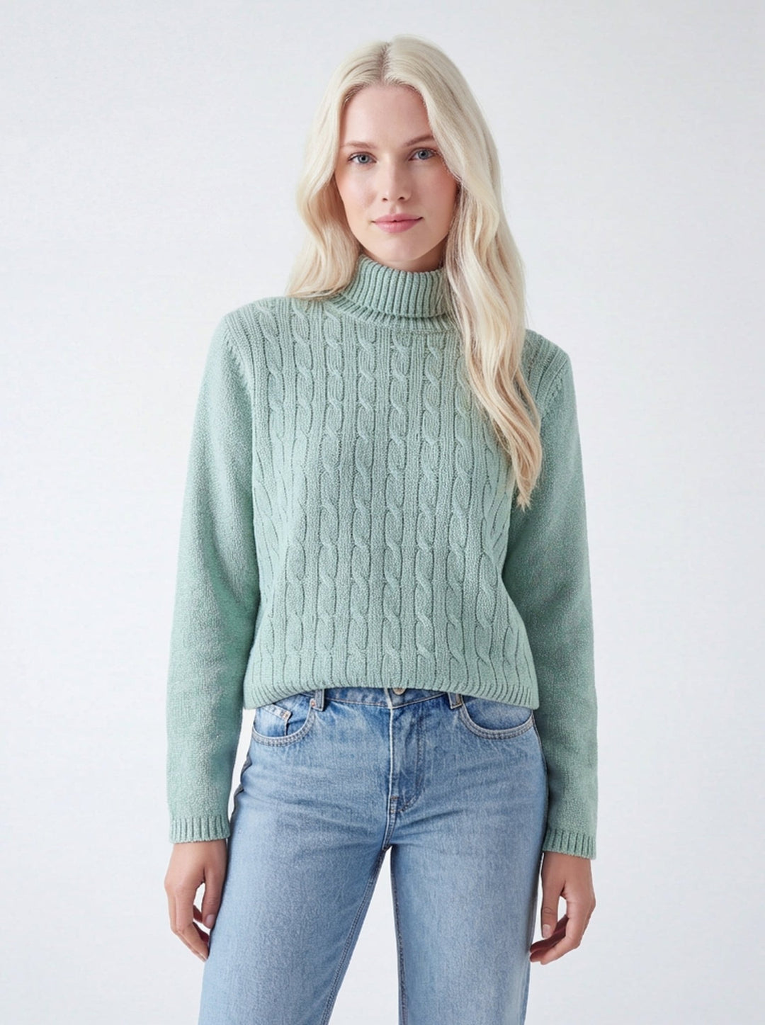 Turtleneck Sweater - Teal Blue - The Collective Park City