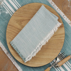 Two - Tone Cotton 20" Fringe Cloth Napkin - 3 Colors: Natural - The Collective Park City