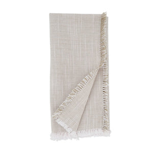 Two - Tone Cotton 20" Fringe Cloth Napkin - 3 Colors: Natural - The Collective Park City