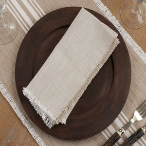 Two - Tone Cotton 20" Fringe Cloth Napkin - 3 Colors: Natural - The Collective Park City