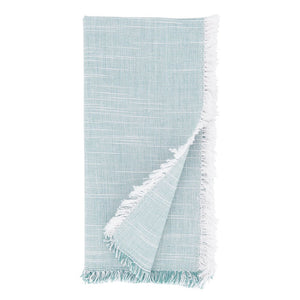 Two - Tone Cotton 20" Fringe Cloth Napkin - 3 Colors: Turquoise - The Collective Park City