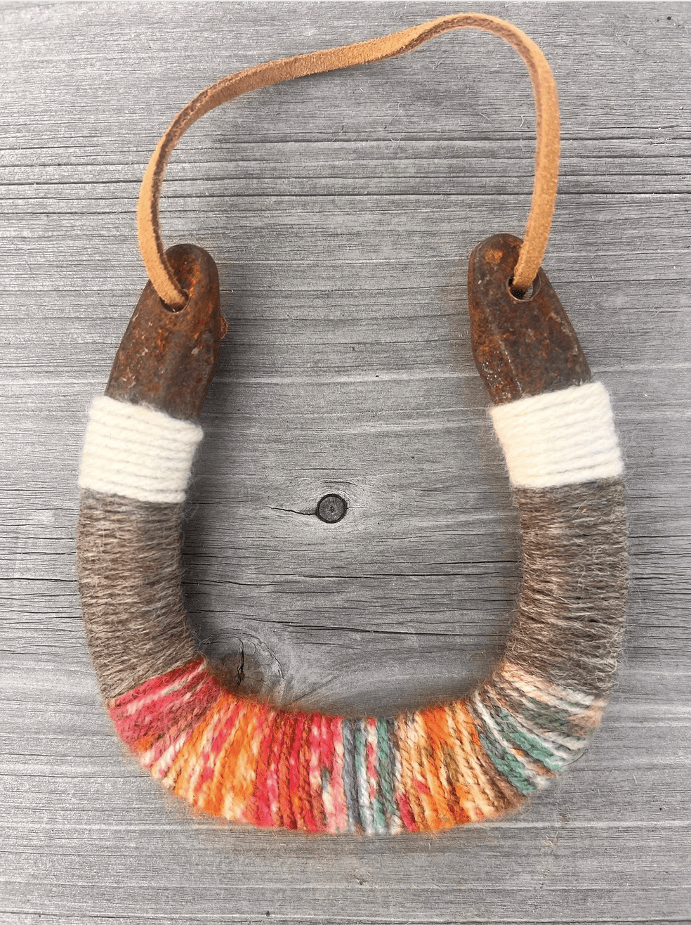 Up - cycled LUCKY horseshoe White/ Colorful - The Collective Park City