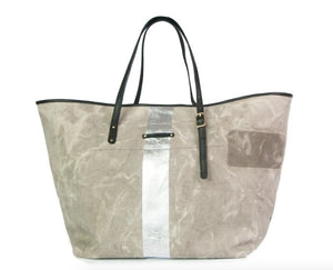 Upcycled Postal Silver Stripe Urban Tote - The Collective Park City