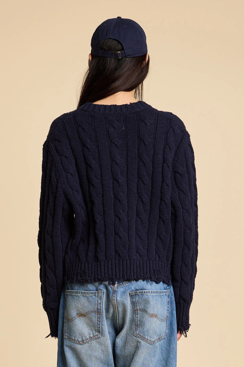 V - Neck Cable Sweater - The Collective Park City