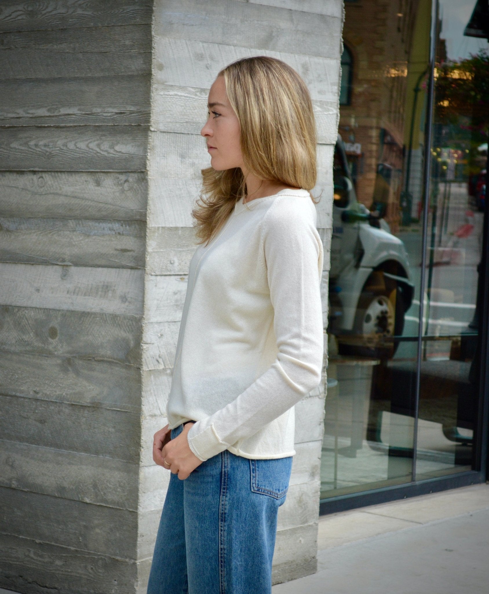 V - Neck Pullover Sweater - Natural - The Collective Park City