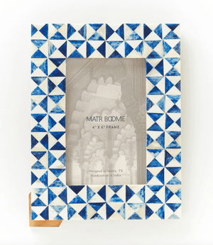 Varuna 4x6 Cobalt Picture Frame - Fair Trade Carved Bone - The Collective Park City