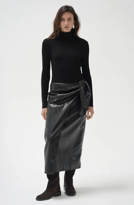 Vega Faux Leather Wrap Skirt - The Collective Park City