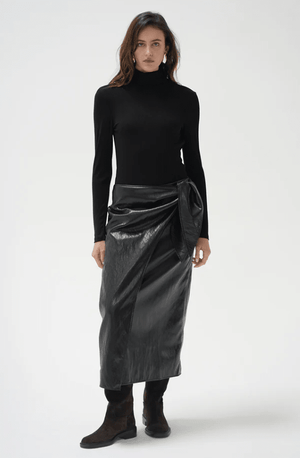 Vega Faux Leather Wrap Skirt - The Collective Park City