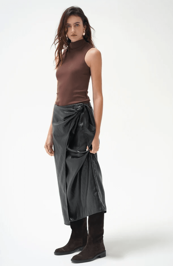 Vega Faux Leather Wrap Skirt - The Collective Park City
