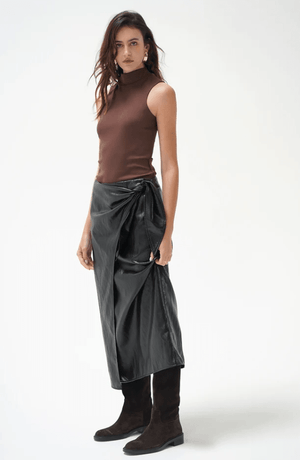 Vega Faux Leather Wrap Skirt - The Collective Park City