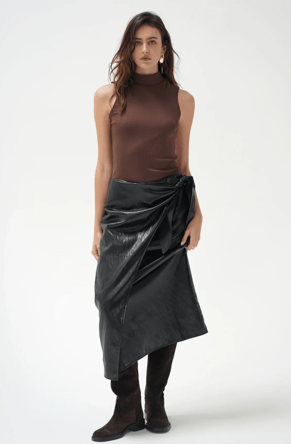 Vega Faux Leather Wrap Skirt - The Collective Park City
