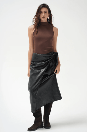 Vega Faux Leather Wrap Skirt - The Collective Park City