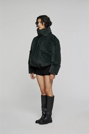 Velvet Puffer Jacket - Emerald - The Collective Park City