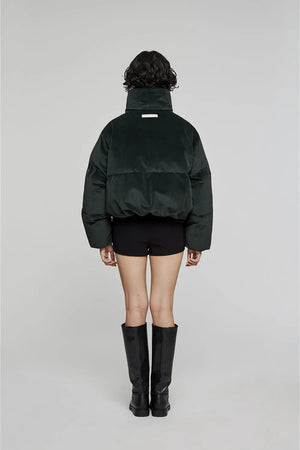 Velvet Puffer Jacket - Emerald - The Collective Park City