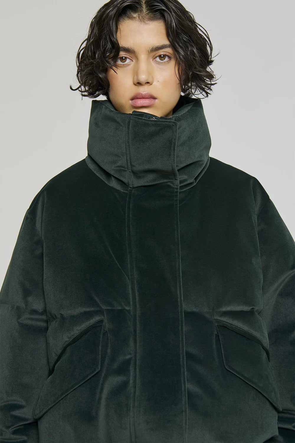 Velvet Puffer Jacket - Emerald - The Collective Park City