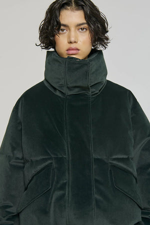 Velvet Puffer Jacket - Emerald - The Collective Park City