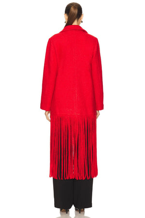 Vero Fringe Coat - Coral Red - The Collective Park City
