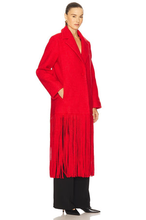 Vero Fringe Coat - Coral Red - The Collective Park City