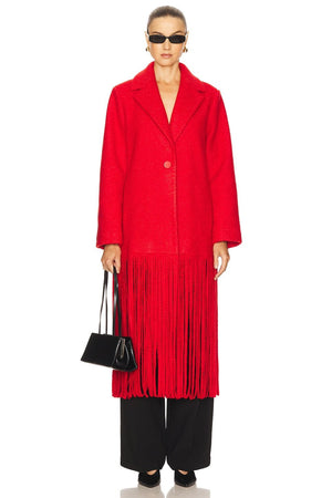 Vero Fringe Coat - Coral Red - The Collective Park City