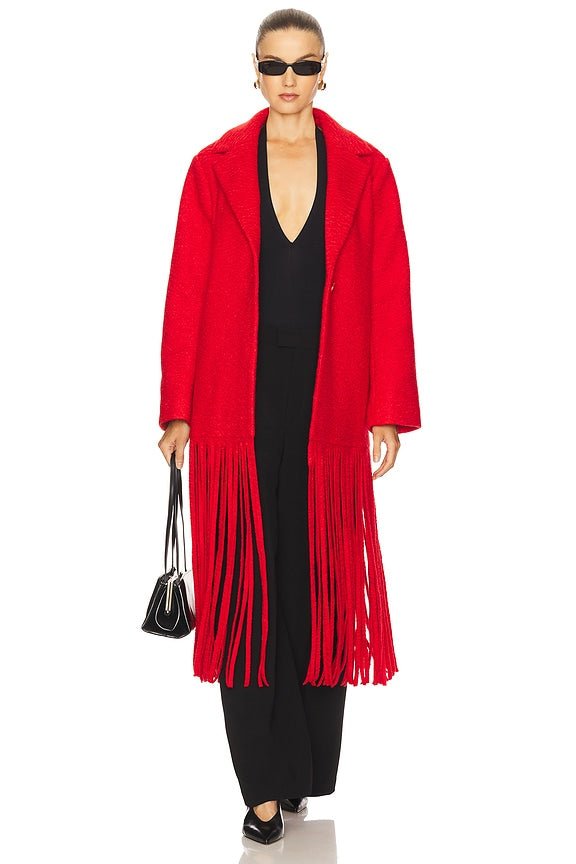 Vero Fringe Coat - Coral Red - The Collective Park City