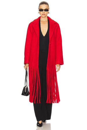 Vero Fringe Coat - Coral Red - The Collective Park City