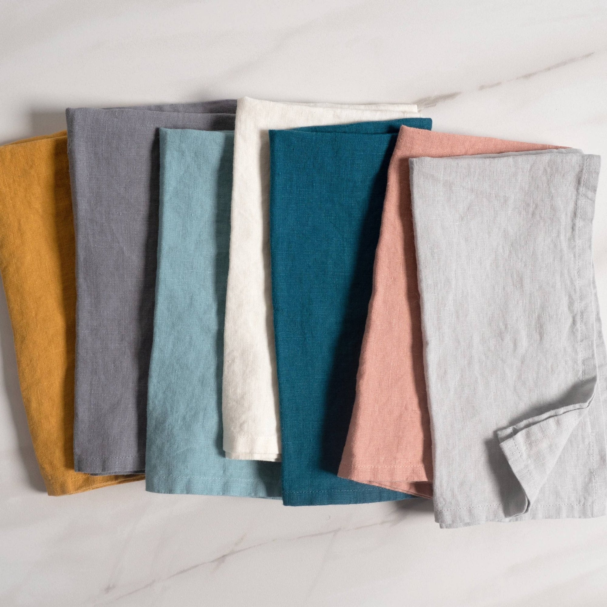 Verona 100% Stone Washed Linen Napkins - Set Of 4, 20" x 20": Ivory - The Collective Park City