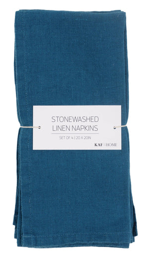 Verona 100% Stone Washed Linen Napkins - Set Of 4, 20" x 20": Ivory - The Collective Park City