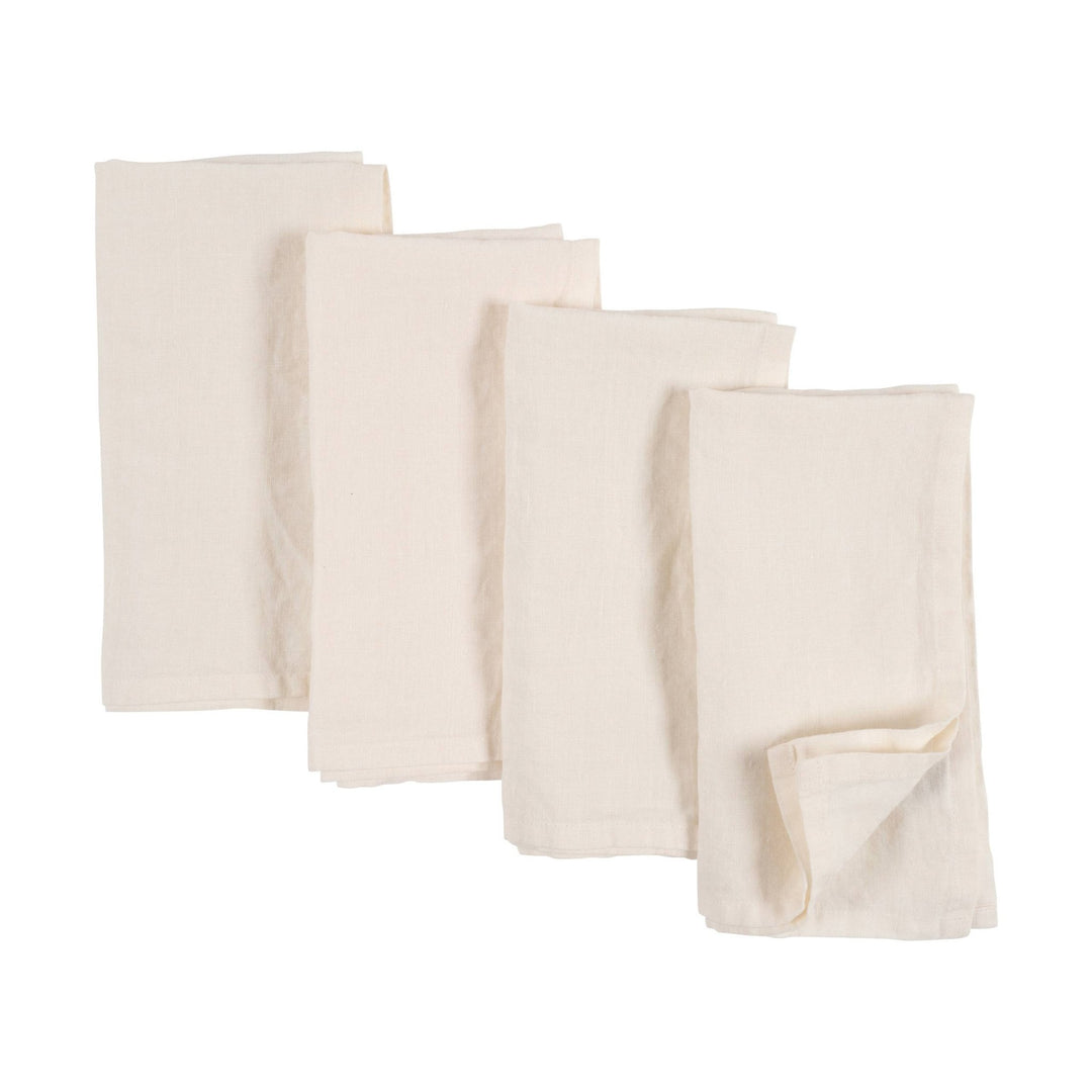 Verona 100% Stone Washed Linen Napkins - Set Of 4, 20" x 20": Ivory - The Collective Park City
