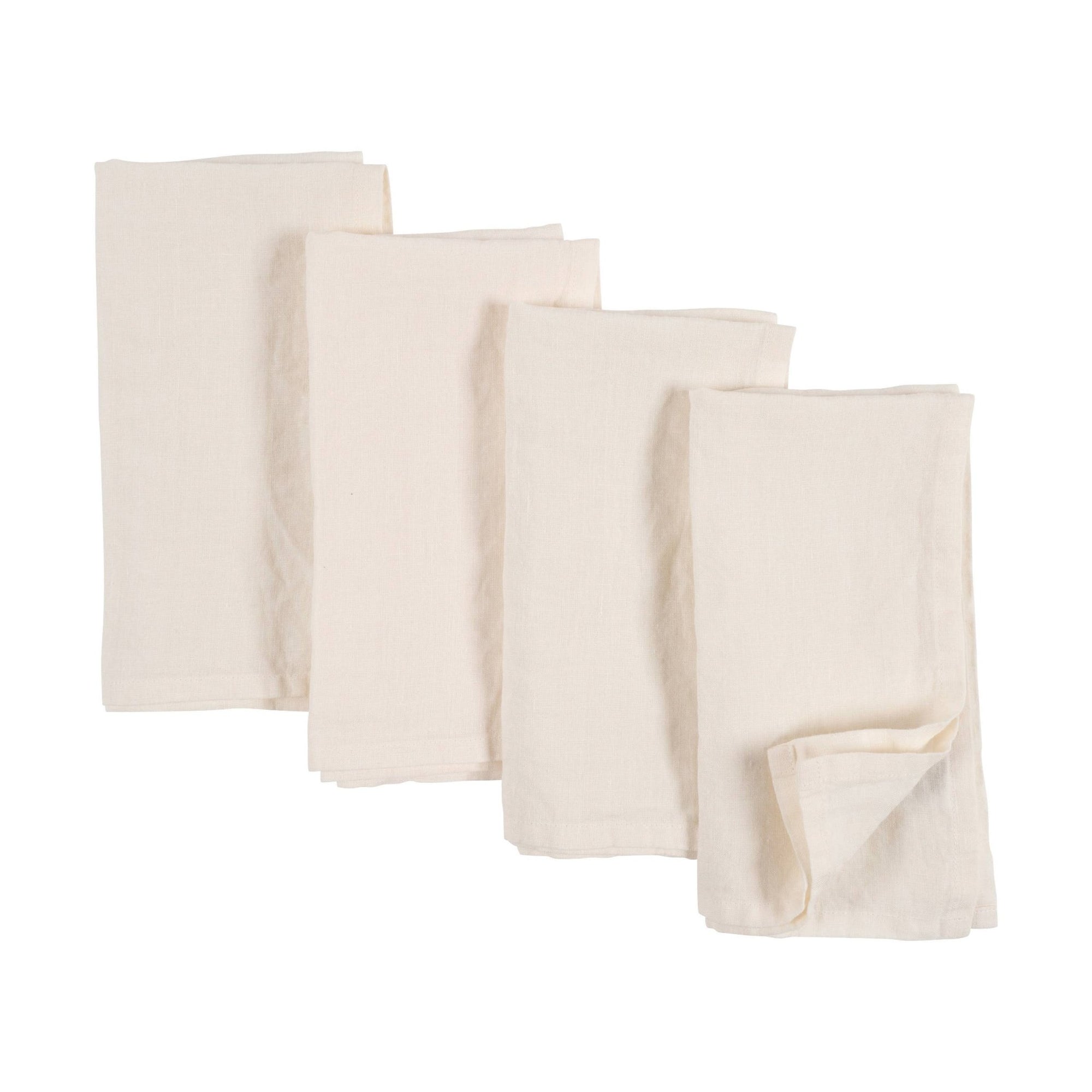 Verona 100% Stone Washed Linen Napkins - Set Of 4, 20" x 20": Ivory - The Collective Park City