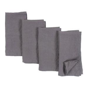 Verona 100% Stone Washed Linen Napkins - Set Of 4, 20" x 20": Ivory - The Collective Park City