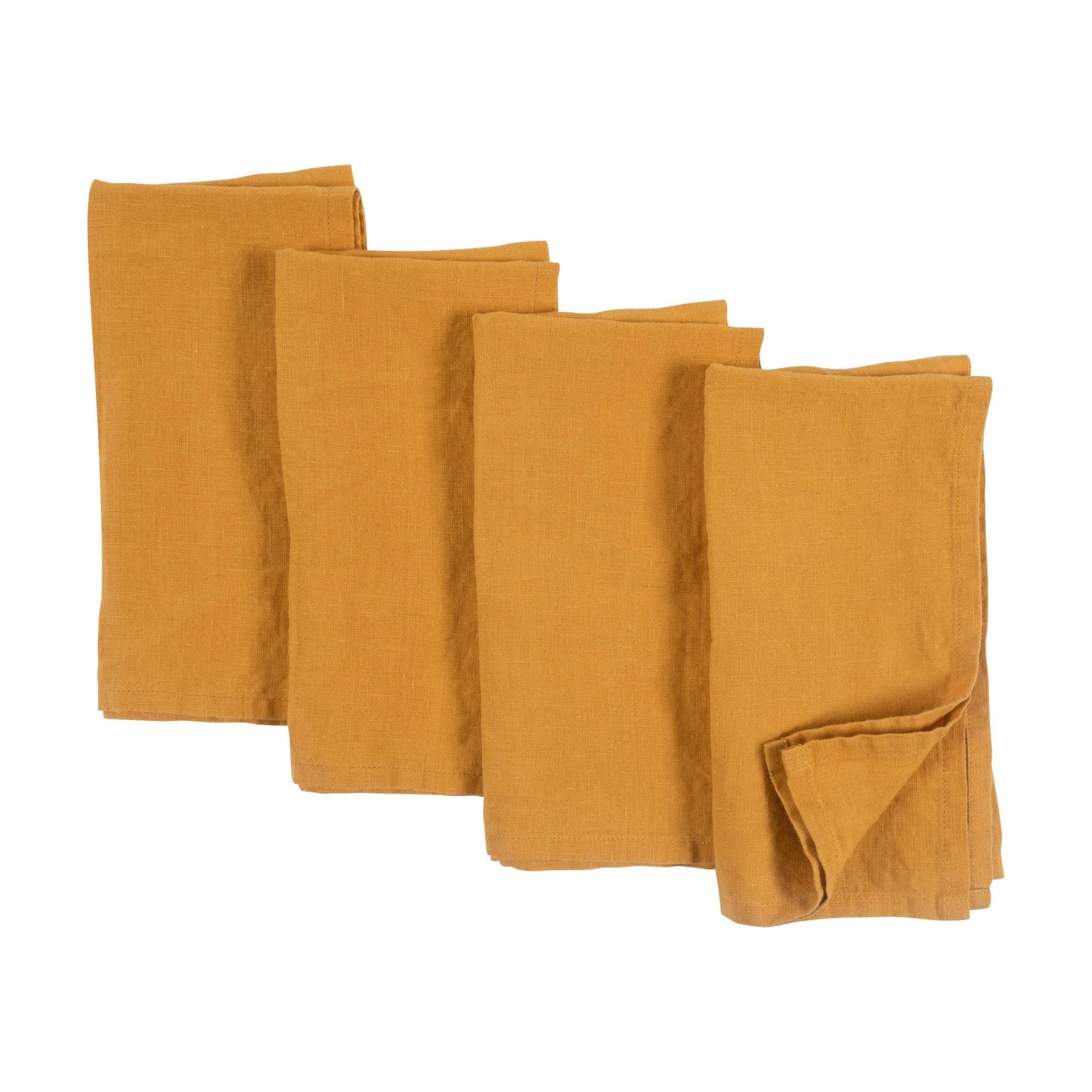 Verona 100% Stone Washed Linen Napkins - Set Of 4, 20" x 20": Ivory - The Collective Park City