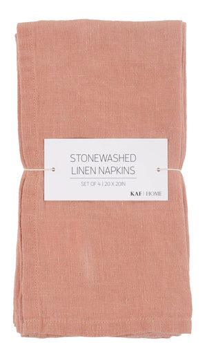 Verona 100% Stone Washed Linen Napkins - Set Of 4, 20" x 20": Ivory - The Collective Park City