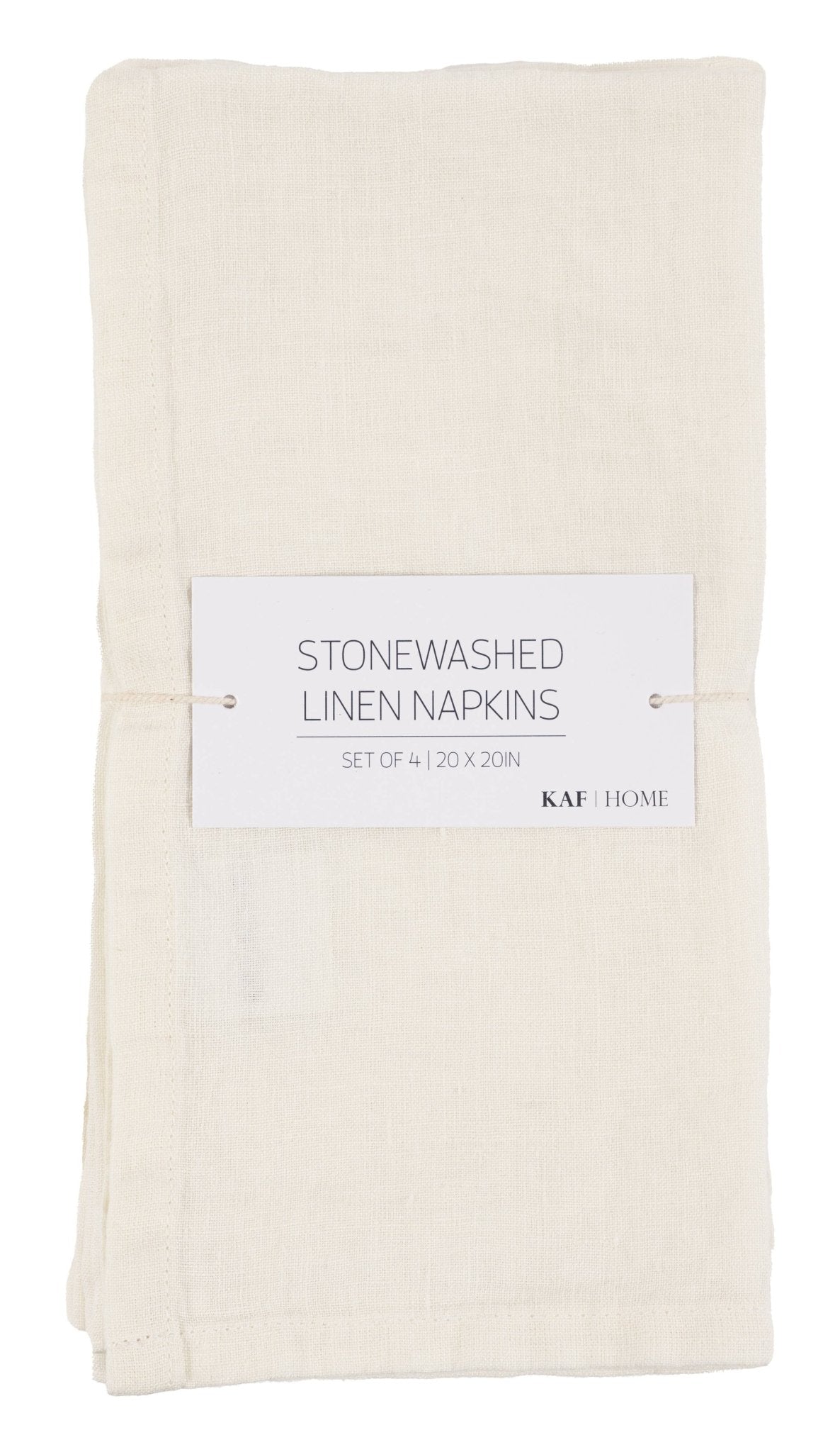 Verona 100% Stone Washed Linen Napkins - Set Of 4, 20" x 20": Ivory - The Collective Park City