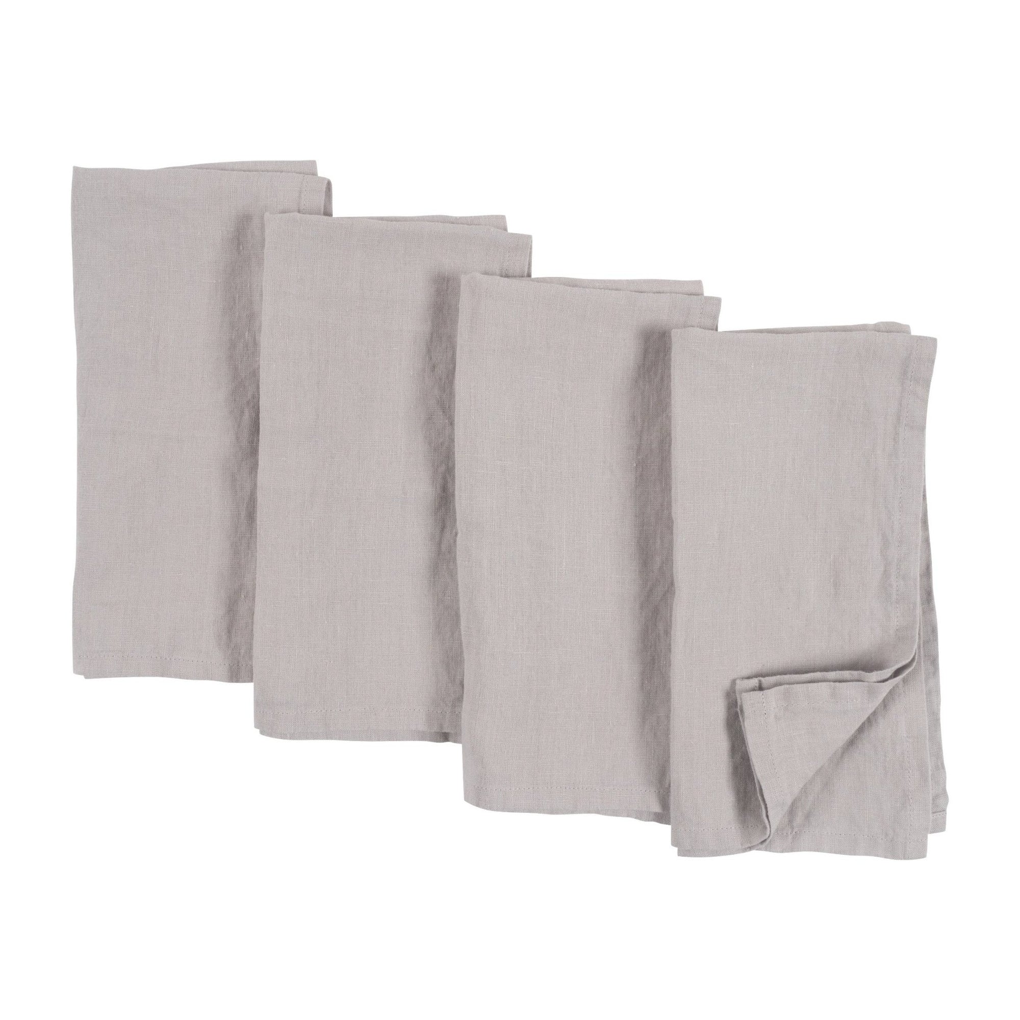 Verona 100% Stone Washed Linen Napkins - Set Of 4, 20" x 20": Light Gray - The Collective Park City