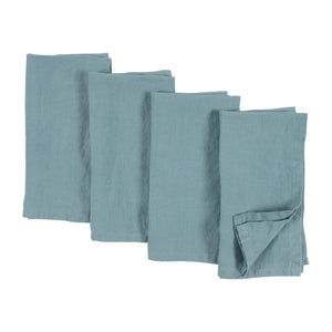 Verona 100% Stone Washed Linen Napkins - Set Of 4, 20" x 20": Light Gray - The Collective Park City