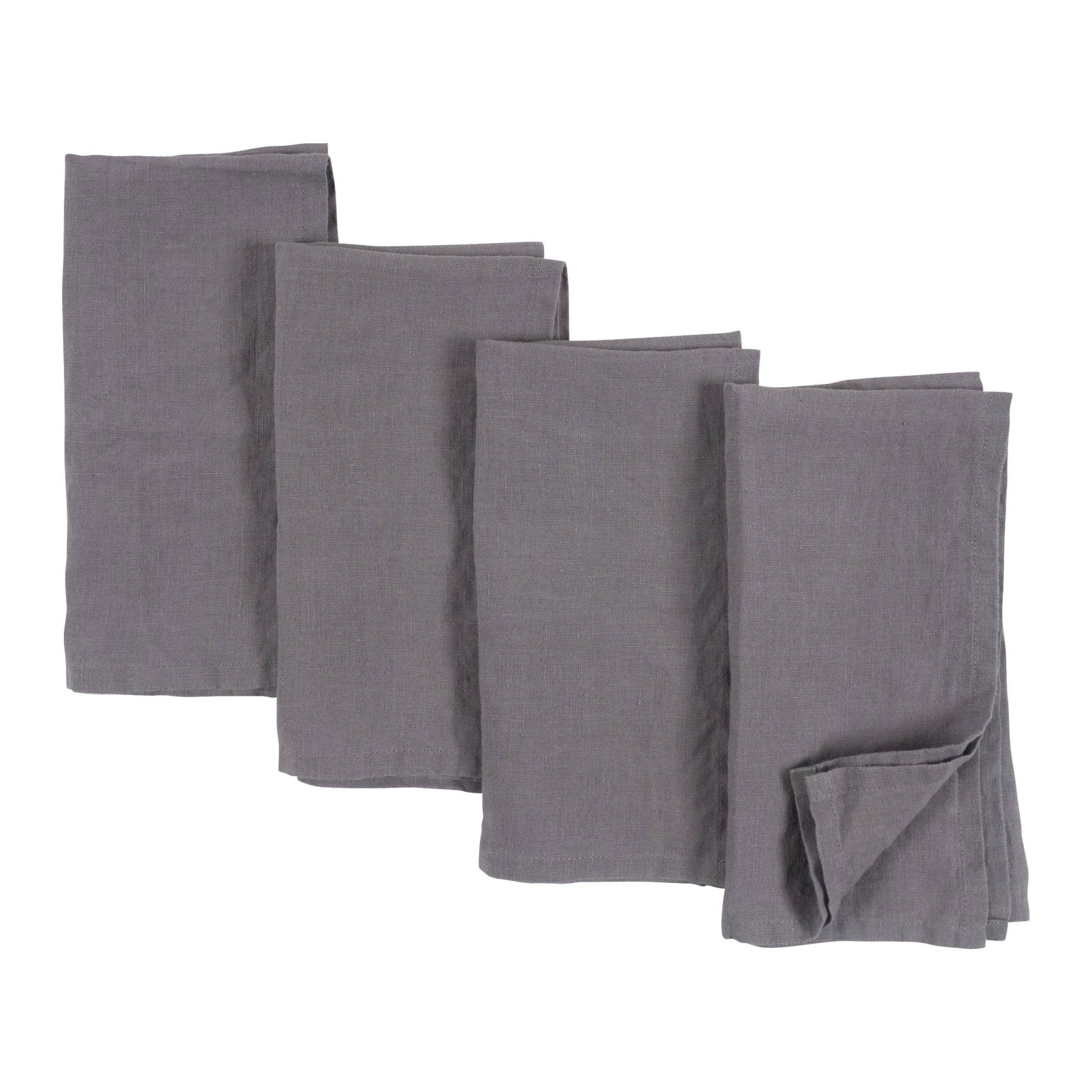 Verona 100% Stone Washed Linen Napkins - Set Of 4, 20" x 20": Light Gray - The Collective Park City