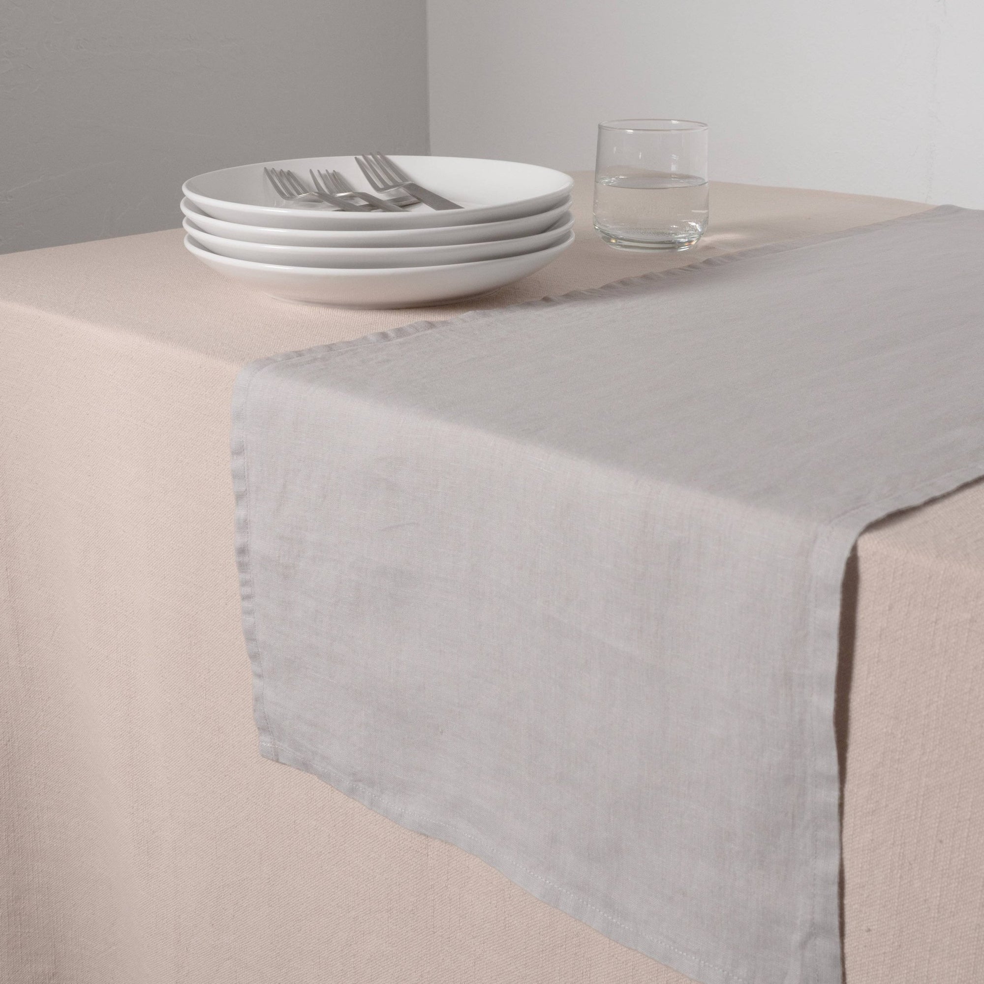 Verona 100% Stone Washed Linen Table Runner, 14" x 72": Dark Blue - The Collective Park City