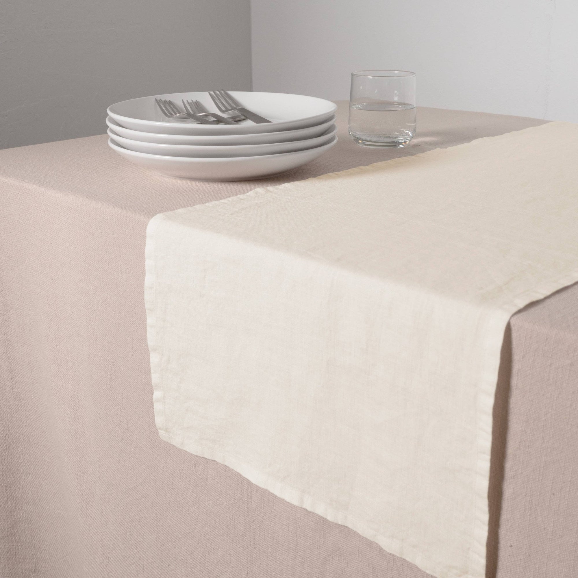 Verona 100% Stone Washed Linen Table Runner, 14" x 72": Dark Blue - The Collective Park City