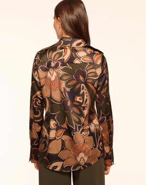 Victoria Printed Silk Button Down Top - The Collective Park City