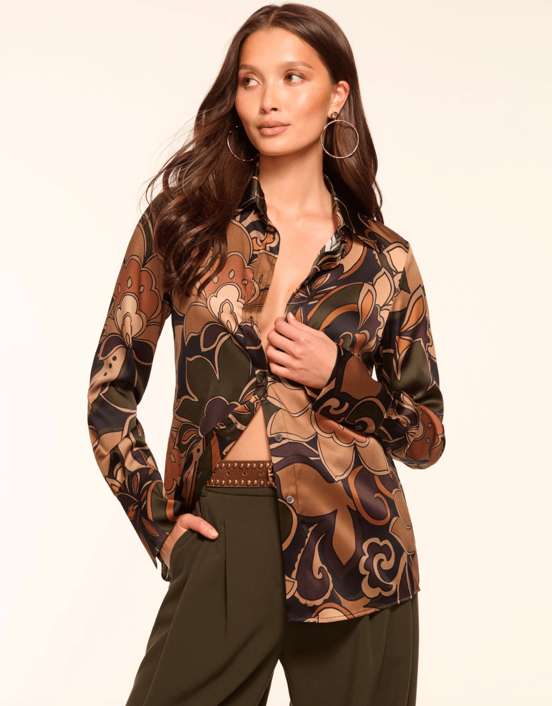 Victoria Printed Silk Button Down Top - The Collective Park City