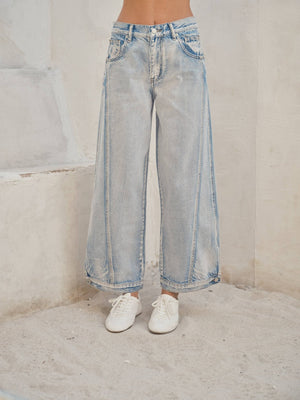 Vintage Wash Curved Jean w/Side Detail Button - The Collective Park City