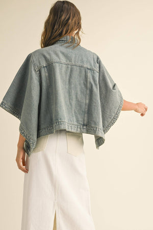 Vintage Washed Denim Cape Jacket - The Collective Park City