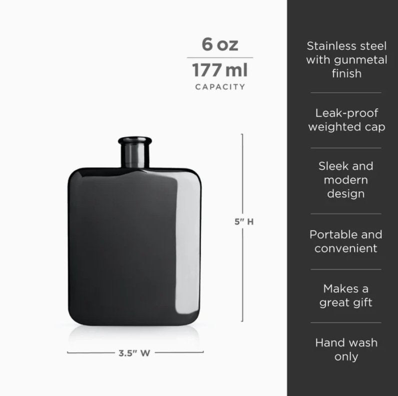 Warren Polished Black Gunmetal - Pated Flask - The Collective Park City