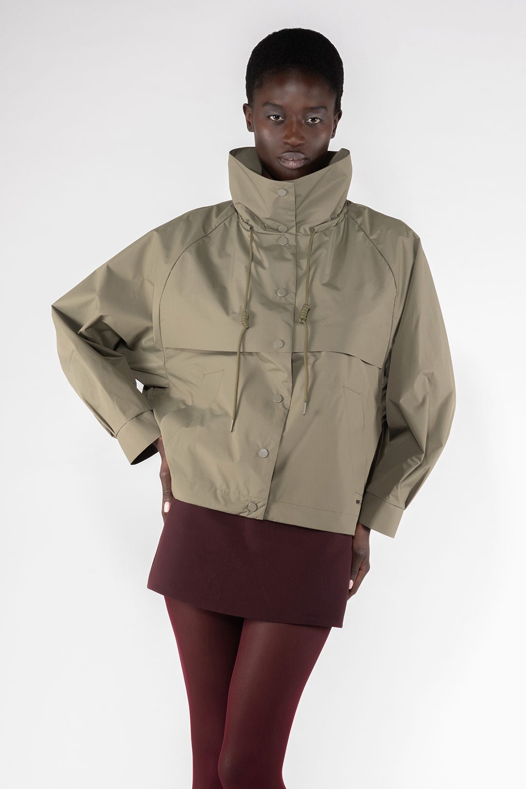 Water Repellent Short Jacket - Army Green - The Collective Park City